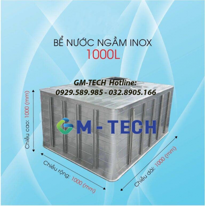 Bể nước ngầm inox có sẵn 1000L