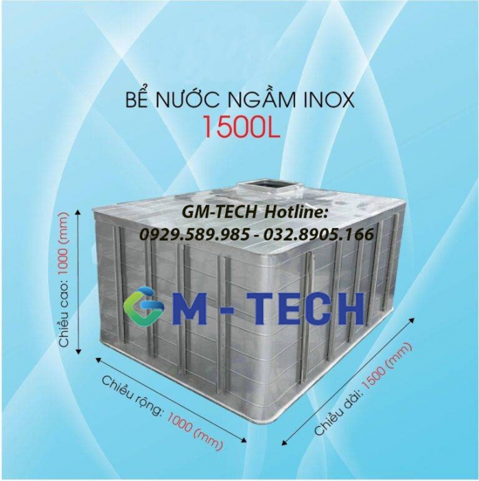 Bể nước ngầm inox 1500L tiêu chuẩn